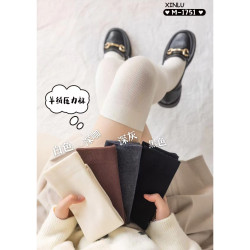 歐洲站2025冬季新款時尚純色羊絨壓力襪學院風減齡百搭過膝襪1751