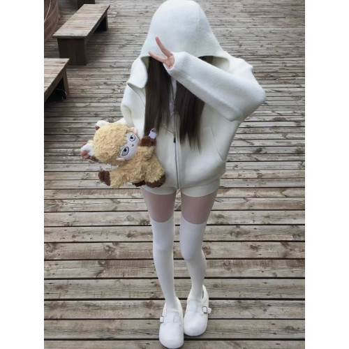 FLGG【日系】襪子白絲女春秋棉質矽膠防滑白色JK襪過膝長筒壓力襪