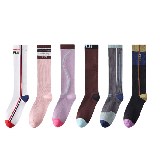 運動壓力襪加壓小腿襪騎行襪跑步壓縮襪登山襪徒步女灰色襪子