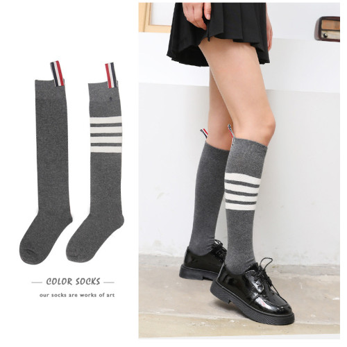 TB襪子四條杠灰色中筒襪純小腿襪短棉日系過膝襪長筒襪jk女壓力襪 TB襪子四條杠灰色中筒襪純小腿襪短棉日系過膝襪長筒襪jk女壓力襪