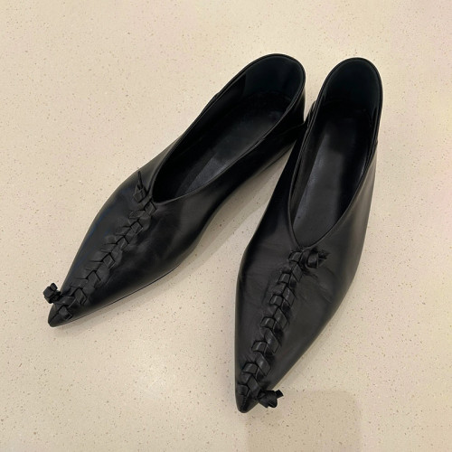 2025春夏季復古百搭真皮平底尖頭穆勒鞋女簡約小衆編織淺口單鞋女 2025春夏季復古百搭真皮平底尖頭穆勒鞋女簡約小衆編織淺口單鞋女