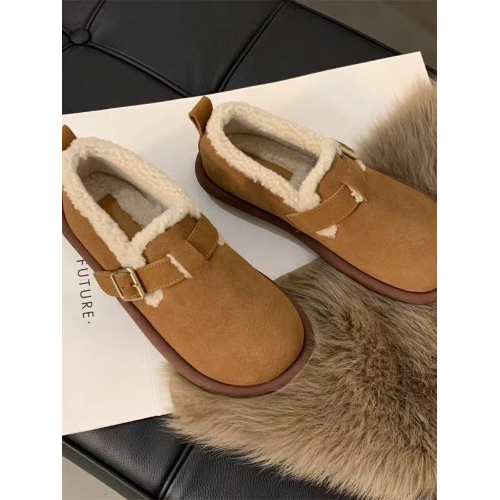 保暖豆豆鞋女秋冬2025新款一腳蹬復古文藝休閒鞋子防滑加絨勃肯鞋