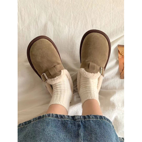 保暖豆豆鞋女秋冬2025新款一腳蹬復古文藝休閒鞋子防滑加絨勃肯鞋