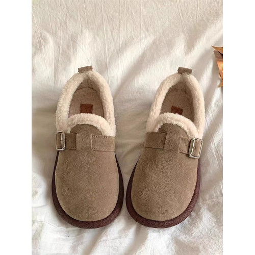 保暖豆豆鞋女秋冬2025新款一腳蹬復古文藝休閒鞋子防滑加絨勃肯鞋