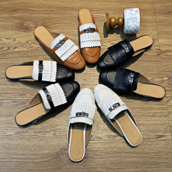 包頭半拖鞋女夏外穿穆勒鞋2025新款流蘇平底鞋拼色網紅懶人涼拖