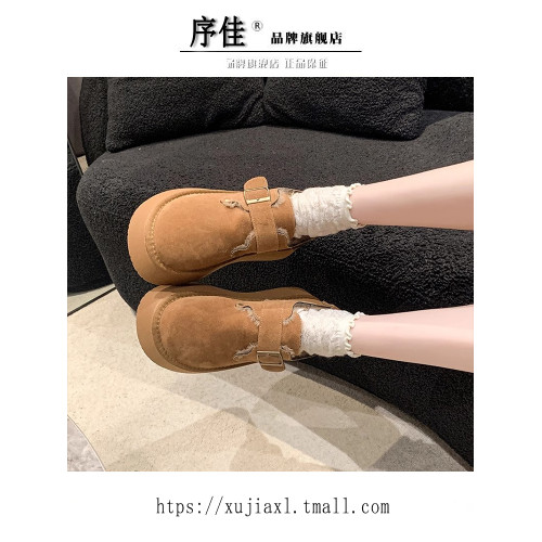 厚底加絨豆豆勃肯鞋女2025新款秋冬季毛毛樂福鞋博肯棉鞋子雪地靴 厚底加絨豆豆勃肯鞋女2025新款秋冬季毛毛樂福鞋博肯棉鞋子雪地靴