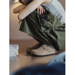 馬登插畫版穆勒鞋室外軟木休閒包頭涼拖外穿懶人一腳蹬厚底鞋女秋