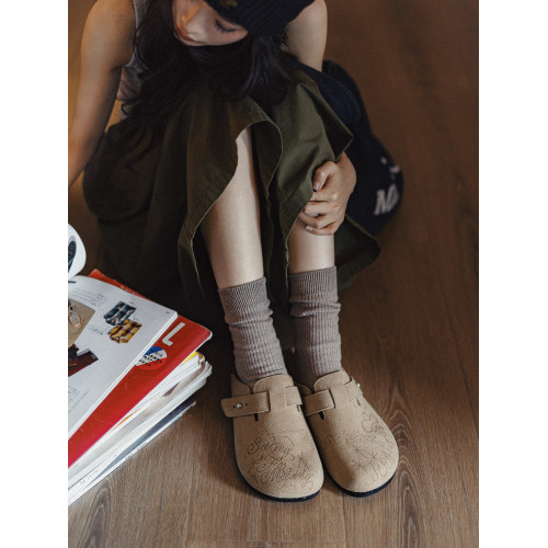 馬登插畫版穆勒鞋室外軟木休閒包頭涼拖外穿懶人一腳蹬厚底鞋女秋 馬登插畫版穆勒鞋室外軟木休閒包頭涼拖外穿懶人一腳蹬厚底鞋女秋