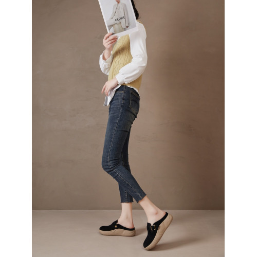 真皮復古厚底包頭半拖鞋女2025春秋新款一腳蹬穆勒鞋軟底博肯鞋子