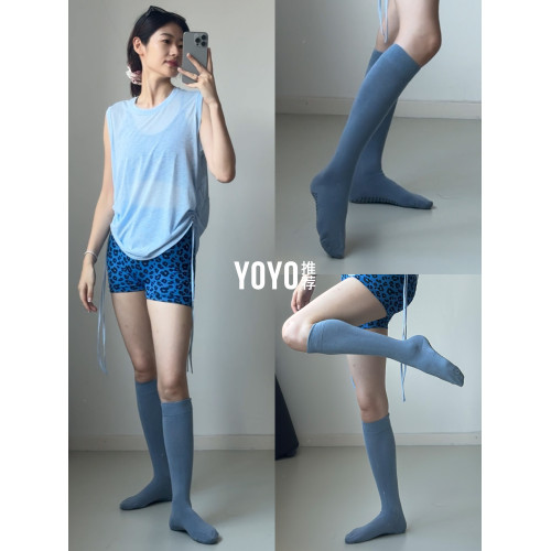 yoyo推薦專業運動長筒小腿壓力襪女夏薄款瑜珈普拉提健身防滑襪子