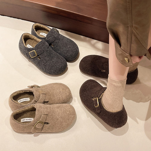 內增高厚底加絨勃肯鞋一腳蹬毛毛鞋2025新款秋冬博肯單鞋豆豆棉鞋 內增高厚底加絨勃肯鞋一腳蹬毛毛鞋2025新款秋冬博肯單鞋豆豆棉鞋