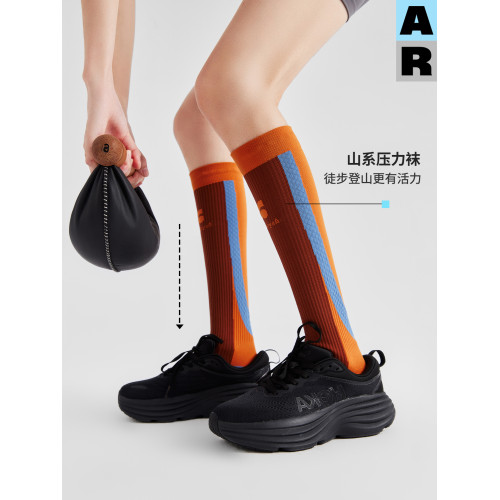 AR萊卡彈力專業運動壓力襪山系戶外徒步登山跑步騎行小腿襪女長襪