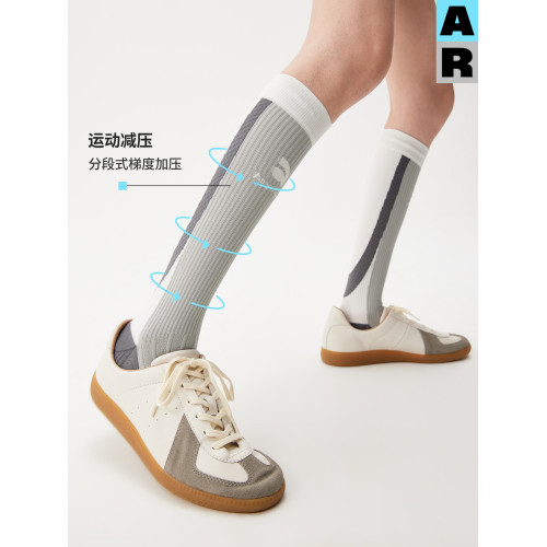 AR萊卡彈力專業運動壓力襪山系戶外徒步登山跑步騎行小腿襪女長襪
