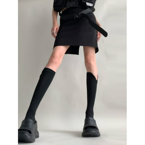 黑色小腿襪子女夏薄款長筒襪騎行壓力襪夏季女士長襪側邊拉鍊襪子