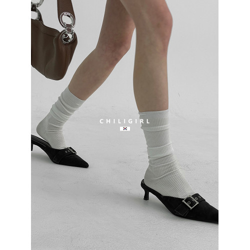 CHILIGIRL韓國東大門尖頭高跟涼鞋皮帶釦細跟後空半托穆勒鞋夏季 CHILIGIRL韓國東大門尖頭高跟涼鞋皮帶釦細跟後空半托穆勒鞋夏季