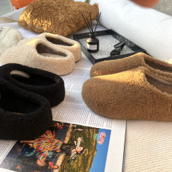 趙露思同款羊羔毛包頭半拖鞋時尚外穿秋冬厚底一腳蹬毛毛鞋勃肯鞋