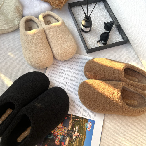 趙露思同款羊羔毛包頭半拖鞋時尚外穿秋冬厚底一腳蹬毛毛鞋勃肯鞋