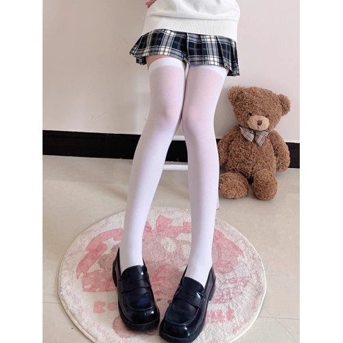 加長過膝襪70cm女春夏薄款天鵞絨長高筒襪大長腿黑絲jk壓力襪白色