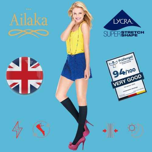 Ailaka英國長途飛行專用梯度壓力襪緩解腿部疲勞彈力襪航空旅行襪