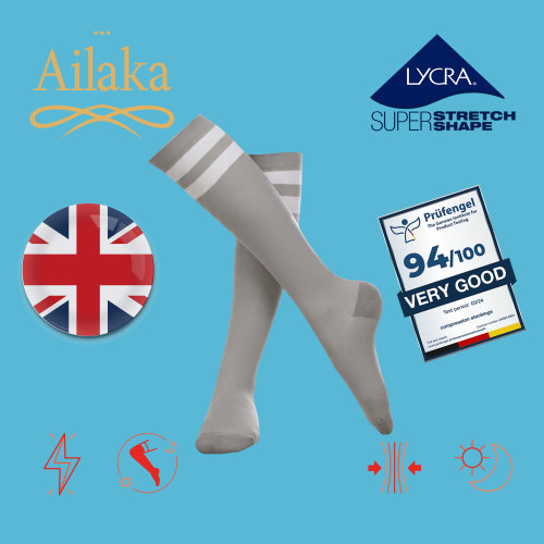 Ailaka英國長途飛行專用梯度壓力襪緩解腿部疲勞彈力襪航空旅行襪