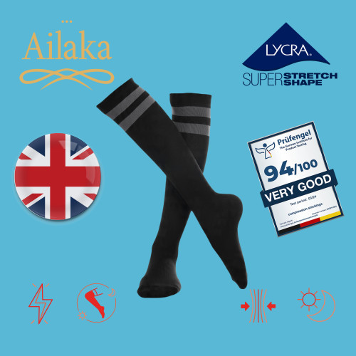 Ailaka英國長途飛行專用梯度壓力襪緩解腿部疲勞彈力襪航空旅行襪