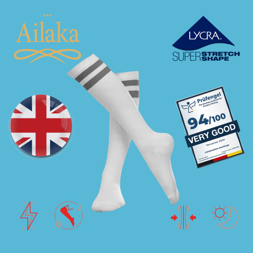 Ailaka英國長途飛行專用梯度壓力襪緩解腿部疲勞彈力襪航空旅行襪