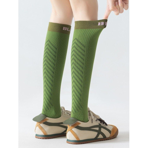 新款綠色撞色星標設計運動壓力襪蜂窩透氣長筒運動肌能襪健身跑步 新款綠色撞色星標設計運動壓力襪蜂窩透氣長筒運動肌能襪健身跑步