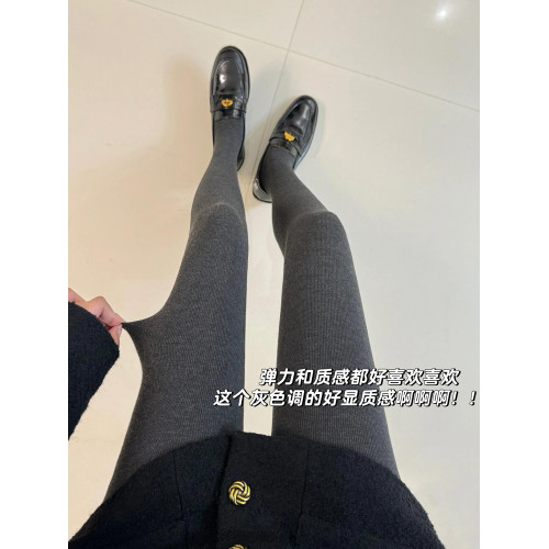 貴婦老錢風~山羊絨連褲襪加絨保暖壓力襪塑形竪紋打底襪灰色秋冬