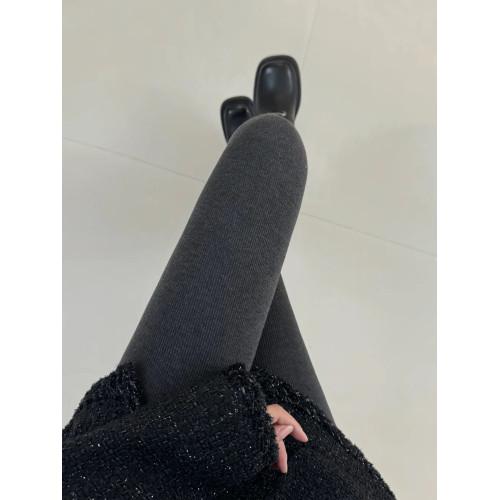 貴婦老錢風~山羊絨連褲襪加絨保暖壓力襪塑形竪紋打底襪灰色秋冬