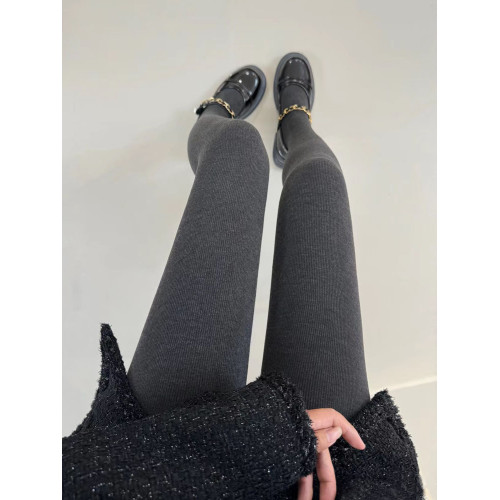 貴婦老錢風~山羊絨連褲襪加絨保暖壓力襪塑形竪紋打底襪灰色秋冬