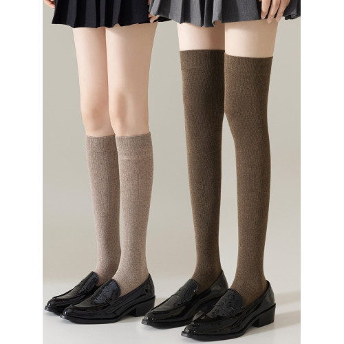 咖色壓力襪子女秋冬季純棉過膝襪瘦腿jk小腿襪長筒襪美拉德高筒襪