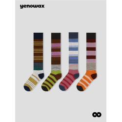 春秋季長筒襪女ins風小腿壓力襪彩色條紋撞色jk半腿襪可愛地板襪