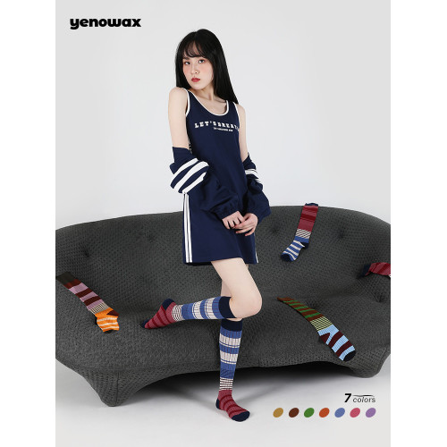 春秋季長筒襪女ins風小腿壓力襪彩色條紋撞色jk半腿襪可愛地板襪 春秋季長筒襪女ins風小腿壓力襪彩色條紋撞色jk半腿襪可愛地板襪