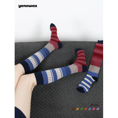 春秋季長筒襪女ins風小腿壓力襪彩色條紋撞色jk半腿襪可愛地板襪 春秋季長筒襪女ins風小腿壓力襪彩色條紋撞色jk半腿襪可愛地板襪