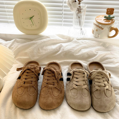 氣質包頭半拖鞋女外穿2025新款春秋超火厚底懶人一腳蹬德訓勃肯鞋 氣質包頭半拖鞋女外穿2025新款春秋超火厚底懶人一腳蹬德訓勃肯鞋