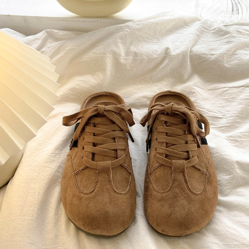 氣質包頭半拖鞋女外穿2025新款春秋超火厚底懶人一腳蹬德訓勃肯鞋 氣質包頭半拖鞋女外穿2025新款春秋超火厚底懶人一腳蹬德訓勃肯鞋