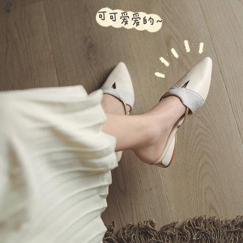 包頭半拖鞋女夏外穿2025新款法式半托女鞋涼拖穆勒鞋尖頭平底單鞋 包頭半拖鞋女夏外穿2025新款法式半托女鞋涼拖穆勒鞋尖頭平底單鞋