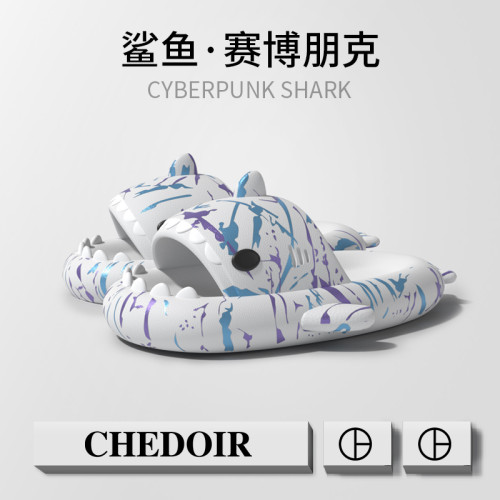 塗鴉龐克鯊魚拖鞋男女夏季外穿網紅ins潮厚底增高女生可愛涼拖鞋 塗鴉龐克鯊魚拖鞋男女夏季外穿網紅ins潮厚底增高女生可愛涼拖鞋