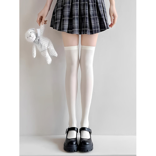 JK小腿襪女壓力襪子洛麗塔白色半截過膝襪絲襪大腿長筒襪奶白瘦腿