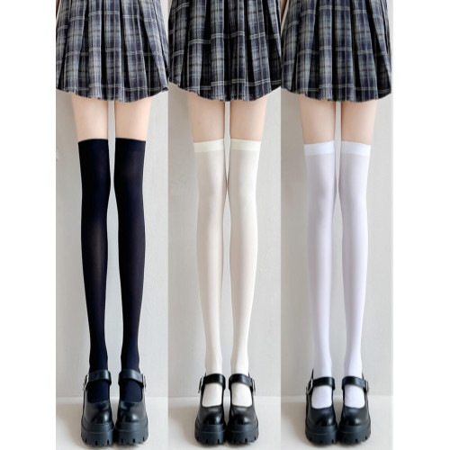 JK小腿襪女壓力襪子洛麗塔白色半截過膝襪絲襪大腿長筒襪奶白瘦腿