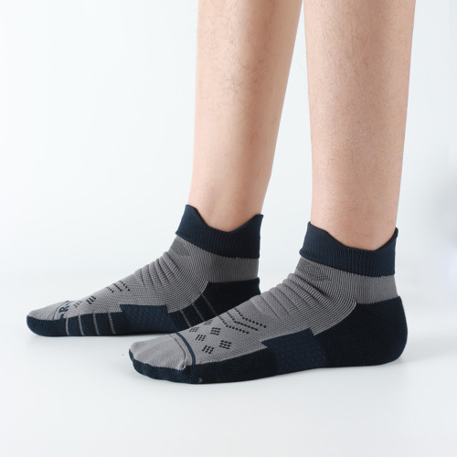 襪子男夏COOLMAX跑步襪抗菌吸汗防滑透氣短筒壓力襪毛巾底運動襪