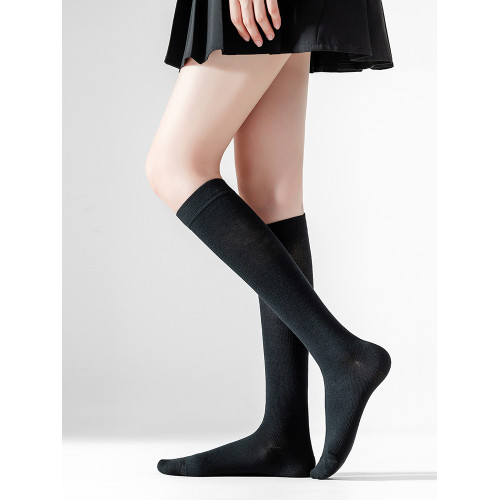 chikoku小腿襪女秋冬白色長襪JK黑色瘦腿壓力襪舒適百搭長筒襪子