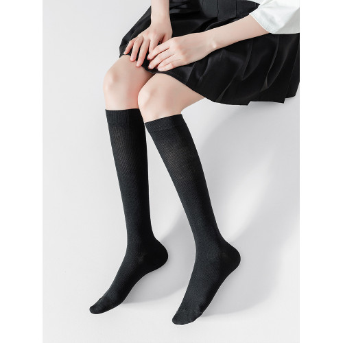 chikoku小腿襪女秋冬白色長襪JK黑色瘦腿壓力襪舒適百搭長筒襪子