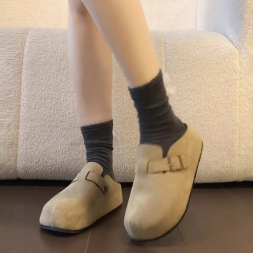 厚底內增高勃肯鞋女2025秋冬新款小個子懶人一腳蹬包頭半拖鞋外穿 厚底內增高勃肯鞋女2025秋冬新款小個子懶人一腳蹬包頭半拖鞋外穿