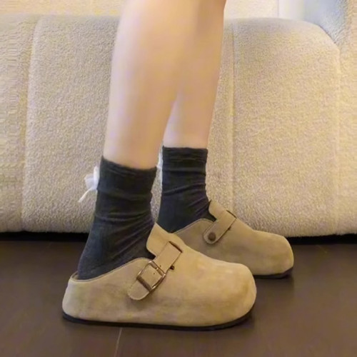 厚底內增高勃肯鞋女2025秋冬新款小個子懶人一腳蹬包頭半拖鞋外穿 厚底內增高勃肯鞋女2025秋冬新款小個子懶人一腳蹬包頭半拖鞋外穿