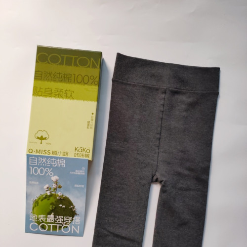 翹小姐2582深灰打底連褲襪女純棉100%竪條壓力襪黑灰色踩腳打底褲