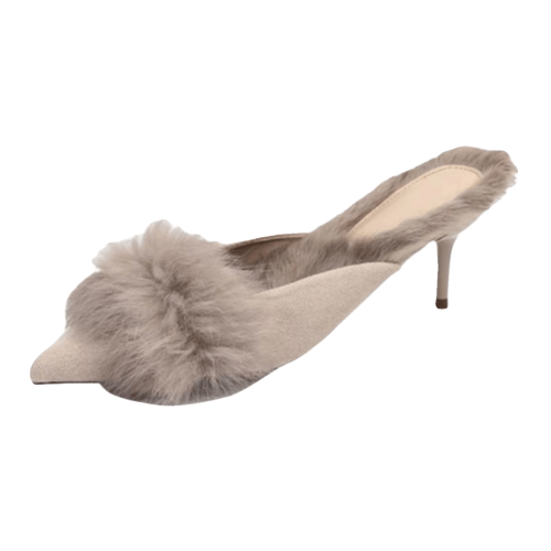 穆勒鞋春秋細跟毛毛拖鞋女外穿包頭高跟鞋加絨保暖法式小跟鞋新款 穆勒鞋春秋細跟毛毛拖鞋女外穿包頭高跟鞋加絨保暖法式小跟鞋新款