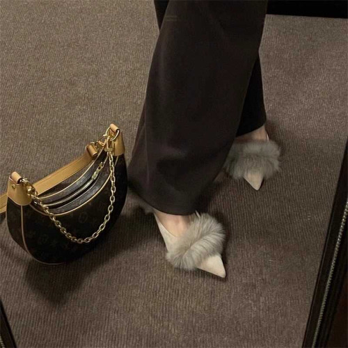 穆勒鞋春秋細跟毛毛拖鞋女外穿包頭高跟鞋加絨保暖法式小跟鞋新款 穆勒鞋春秋細跟毛毛拖鞋女外穿包頭高跟鞋加絨保暖法式小跟鞋新款