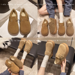 高級感厚底全包加絨勃肯鞋2025新款秋冬季一腳蹬復古單鞋博肯單鞋