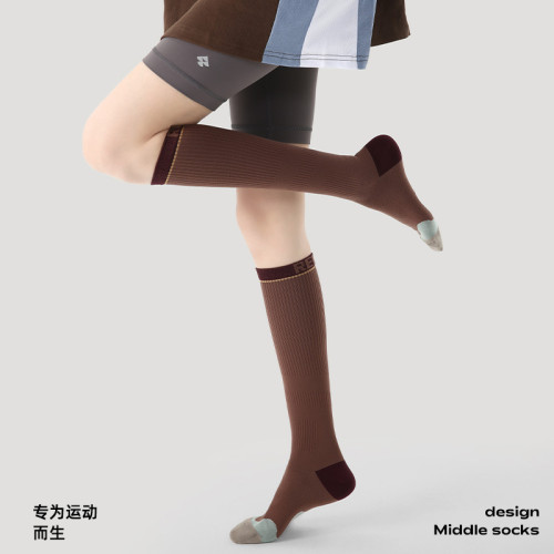 Renaissance羽毛球襪女健身運動襪子夏季薄款跑步小腿壓力襪高筒